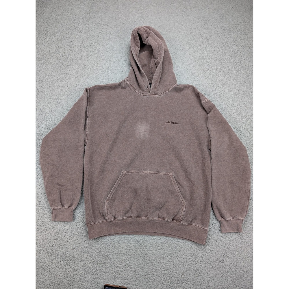 iets frans... Hoodie Mens Small Brown Embroidered Logo‎ Pullover Kangaroo Pocket